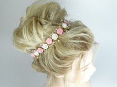 Accesoriu mireasa - ocazie flori albe si roz