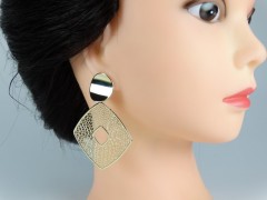 Cercei aurii forme geometrice - broderie