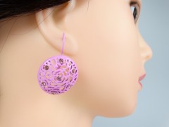 Cercei broderie model floral fucsia