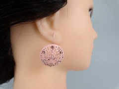 Cercei broderie model floral roz