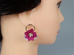 Cercei flori fucsia si perle