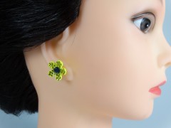 Cercei floricele galbene si cristale