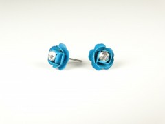 Cercei floricele metalice albastre