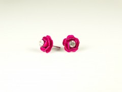 Cercei floricele metalice roz inchis