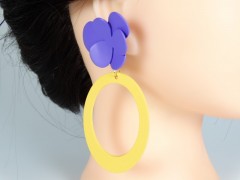 Cercei model floral violet galben