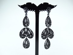 Cercei negri tip candelabru cristale negre