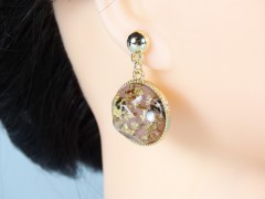Cercei tip cabochon rotunzi insertii aurii