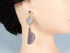Cercei tip cabochon cu elemente crosetate