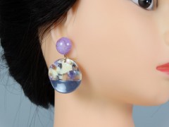 Cercei tip cabochon cu insertii mov