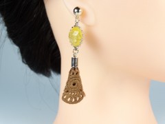 Cercei tip cabochon galbeni elemente crosetate