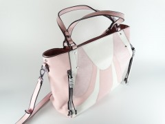 Geanta alb-roz tip shopper