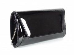 Geanta tip plic piele ecologica lucioasa neagra