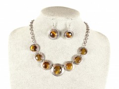 Set argintiu - pietricele "ochi de tigru"