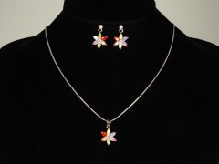 Set lantisor si cercei floricele multicolore