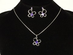 Set lantisor si cercei fluturas cristale mov